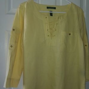 LAUREN LINEN TUNIC TOP BY RALPH LAUREN SIZE L